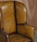 Antique Georgian Brown Leather Porters Wingback Armchair, 1780 5