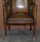 Antique Georgian Brown Leather Porters Wingback Armchair, 1780 10