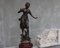 French Girl on Wood Base Statue by Rancoulet, Image 6