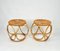 Bamboo Rattan Round Stools or Side Tables, Italy, 1970s, Set of 2 3