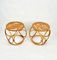 Bamboo Rattan Round Stools or Side Tables, Italy, 1970s, Set of 2 5