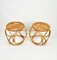 Bamboo Rattan Round Stools or Side Tables, Italy, 1970s, Set of 2, Image 5