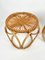 Taburetes o mesas auxiliares redondas de bambú y ratán, años 70. Juego de 2, Imagen 7
