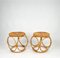 Runde Bambus Rattan Hocker oder Beistelltische, Italien, 1970er, 2er Set 4