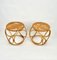 Bamboo Rattan Round Stools or Side Tables, Italy, 1970s, Set of 2 2