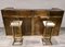 Brass Bar with 2 Brass Bar Stools by Maison Jansen, Set of 6 1