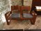 Danish Living Room Set in Chestnut and Vienna Straw, Set of 3 2