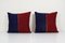 Vintage Hand Woven Striped Red Kilim Pillows, Set of 2, Image 1
