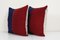 Vintage Hand Woven Striped Red Kilim Pillows, Set of 2, Image 2