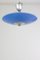 Lampada a sospensione Mid-Century in vetro blu, anni '70, Immagine 1