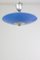 Lampe à Suspension Mid-Century en Verre Bleu, 1970s 1