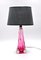 Crystal Table Lamp in Pink with Grey Shade from Val Saint Lambert 1