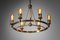 French Modernist Chandelier with 6 Bulbs in Brass in the Style of Jacques Quinet, 1940s, Image 3