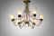 Italian Chandelier in Opaline, Metal and Brass Attributed to Stilnovo, 1950s 6