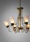 Italian Chandelier in Opaline, Metal and Brass Attributed to Stilnovo, 1950s 2