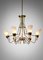 Italian Chandelier in Opaline, Metal and Brass Attributed to Stilnovo, 1950s 5