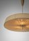 Große schwedische Deckenlampe aus Stoff & Messing im Stil von Paavo Tynell, 1950er 12