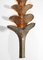 Italian Patinated Solid Brass Wall Lamp with 5 Leaves in the Style of Tommaso Barbi, 1950s 5