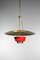 Italian Red and Brass Ceiling Lamp in Solid Brass Attributed to Stilnovo, 1950s 19