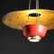 Italian Red and Brass Ceiling Lamp in Solid Brass Attributed to Stilnovo, 1950s 4