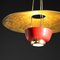 Italian Red and Brass Ceiling Lamp in Solid Brass Attributed to Stilnovo, 1950s, Image 4