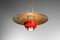 Italian Red and Brass Ceiling Lamp in Solid Brass Attributed to Stilnovo, 1950s 18