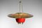 Italian Red and Brass Ceiling Lamp in Solid Brass Attributed to Stilnovo, 1950s 13