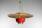 Italian Red and Brass Ceiling Lamp in Solid Brass Attributed to Stilnovo, 1950s, Image 13