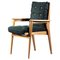 French Solid Oak Armchair in the Style of Pierre Guariche & Marcel Gascoin 1