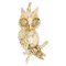 French Emerald Owl Pendant in 18 Karat Yellow Gold, 1960s 1