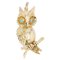 French Emerald Owl Pendant in 18 Karat Yellow Gold, 1960s, Image 1