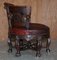 Antique Victorian Carved Oxblood Leather Chair 13