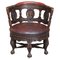 Antique Victorian Carved Oxblood Leather Chair 1