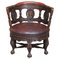 Antique Victorian Carved Oxblood Leather Chair, Image 1