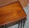 Vintage Flamed Mahogany & Glass Top Nesting Tables, Set of 3 5