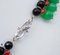 9 Karat Rose Gold & Silver Necklace with Diamonds, Green Agate, Coral, & Onyx, Image 3