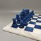 Blue & White Volterra Alabaster Chess Set, Italy, 1970s, Set of 33 3