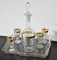 Art Deco French Glass Liquor Set on Tray, 1920s, Set of 6 6