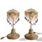 Art Nouveau Golden Porcelain Ceramic Table Lamps by Corsi A for MTC Italy, 1930s, Set of 2, Image 1