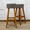 Beech Wood Stool with Upholstered Seat, 1960s 4