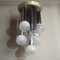 Suspension Chandelier With 7 Lights in Satin Glass, Italy, 1970s, Image 3