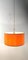 Orange Fabric Suspension Light with Gold Silk Cord 1