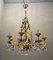 Lámpara de araña italiana florentina de cristal de Murano dorado, Imagen 6