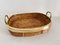 Mid-Century Italian Organic Serving Tray in Natural Rattan and Brass, 1970s, Image 1
