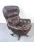 Brown Leather Lounge Chair, 1970s, Sweden, Image 2