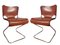 Mid-Century Modern French Chrome-Plated Metal & Brown Leather Chairs by Pascal Mourgue for Mobelical, Set of 2 1