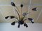 Italian Black Sputnik Spider Ceiling Lamp from Stilnovo, 1950s 11