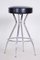 Small Black Leather Bar Stool, 1930s, Image 7