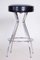 Small Black Leather Bar Stool, 1930s 3