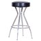 Small Black Leather Bar Stool, 1930s, Image 1